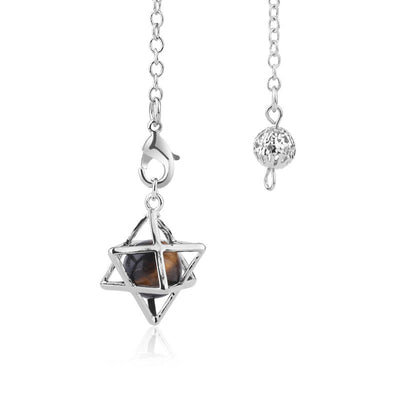 Olivenorma Hollow Merkaba Natural Gemstone Pendulum - Tiger Eye - image 13