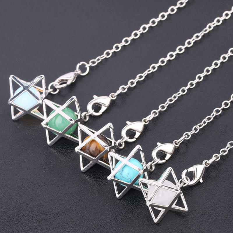 Olivenorma Hollow Merkaba Natural Gemstone Pendulum - image 42