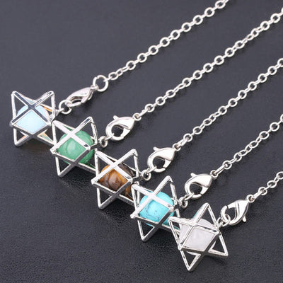 Olivenorma Hollow Merkaba Natural Gemstone Pendulum - image 42