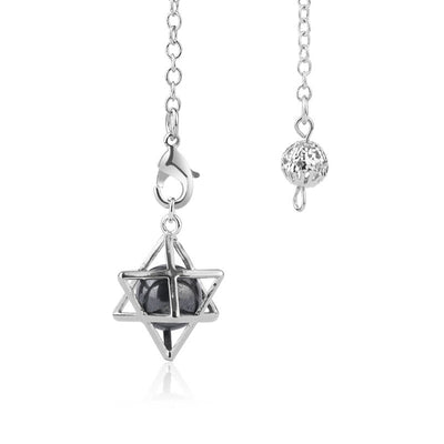 Olivenorma Hollow Merkaba Natural Gemstone Pendulum - Hematite - image 11