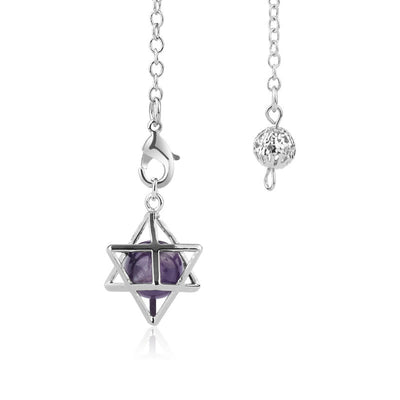 Olivenorma Hollow Merkaba Natural Gemstone Pendulum - Amethyst - image 2