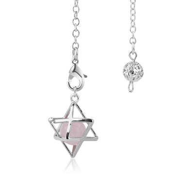 Olivenorma Hollow Merkaba Natural Gemstone Pendulum - Rose Quartz - image 7