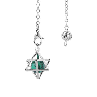 Olivenorma Hollow Merkaba Natural Gemstone Pendulum - Malachite - image 31