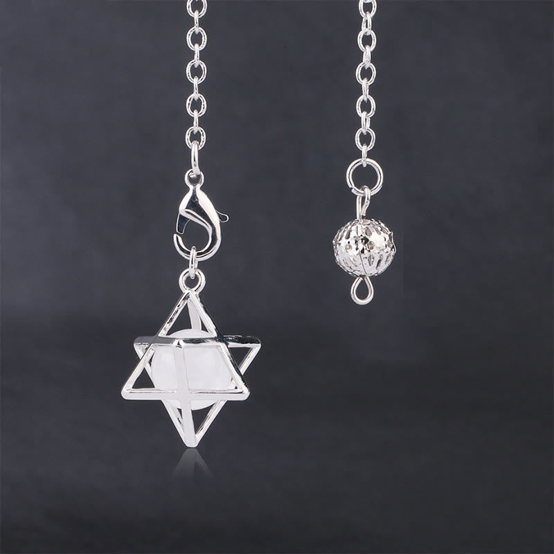 Olivenorma Hollow Merkaba Natural Gemstone Pendulum - Clear Crystal - image 5
