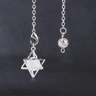 Olivenorma Hollow Merkaba Natural Gemstone Pendulum - Clear Crystal - image 5