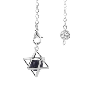 Olivenorma Hollow Merkaba Natural Gemstone Pendulum - Blue Sandstone - image 19