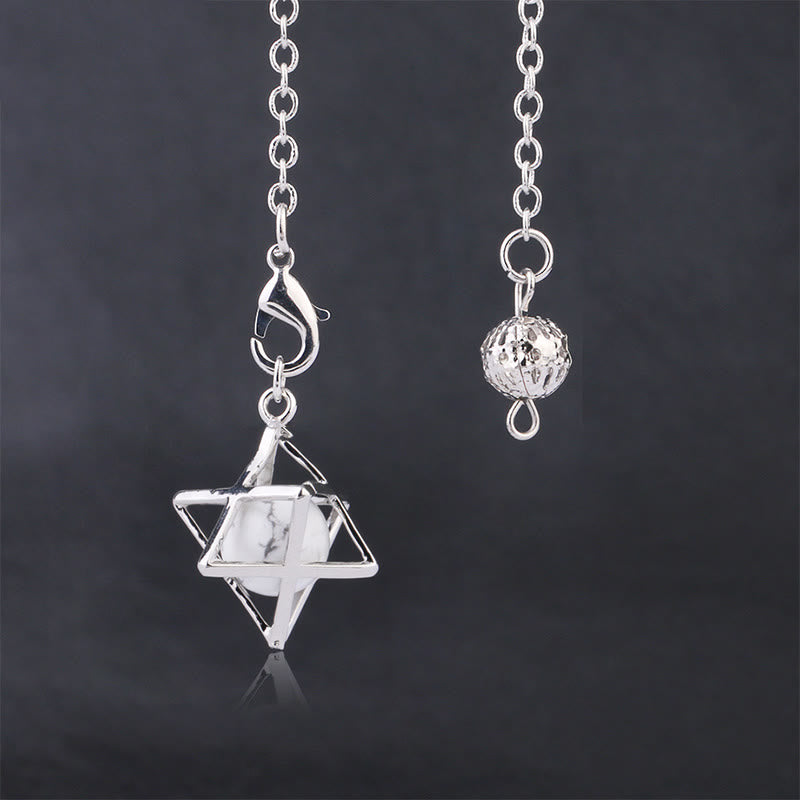 Olivenorma Hollow Merkaba Natural Gemstone Pendulum - White Turquoise - image 27