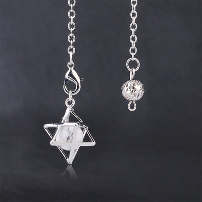 Olivenorma Hollow Merkaba Natural Gemstone Pendulum - White Turquoise - image 27