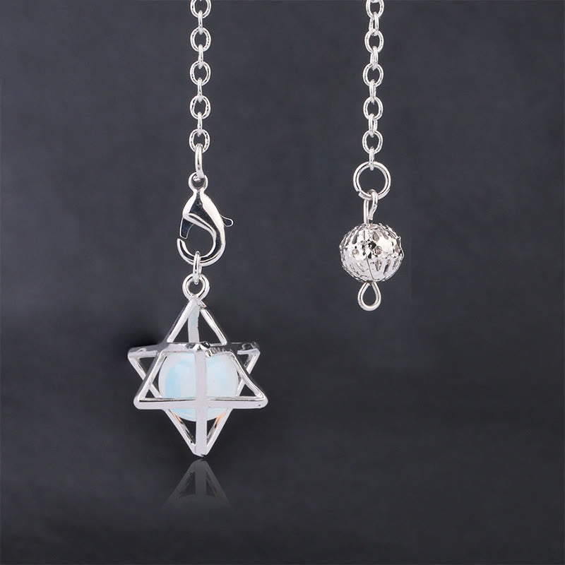 Olivenorma Hollow Merkaba Natural Gemstone Pendulum - Opal - image 29