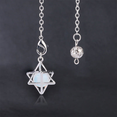 Olivenorma Hollow Merkaba Natural Gemstone Pendulum - Opal - image 29