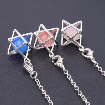 Olivenorma Hollow Merkaba Natural Gemstone Pendulum - image 41