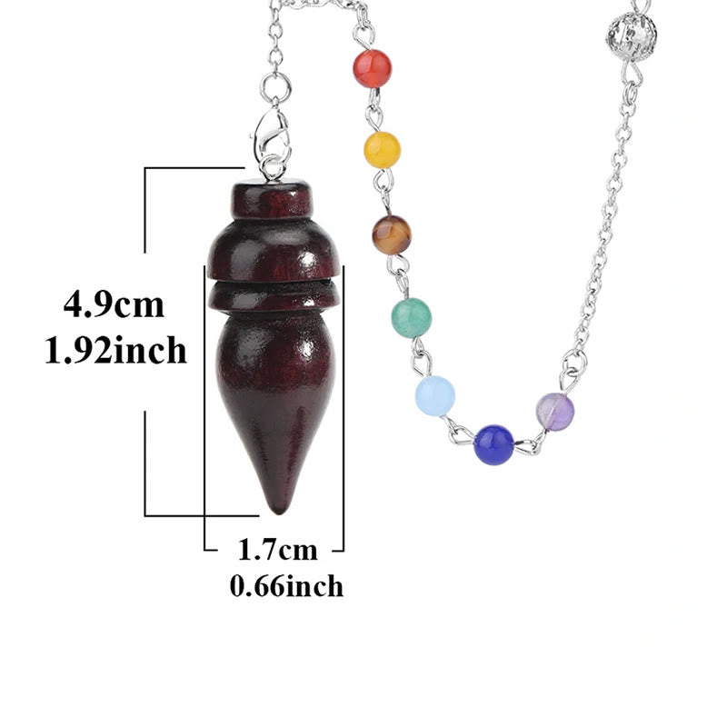 Olivenorma Wooden Drop Healing Pendulum wtih 7 Charka Chain