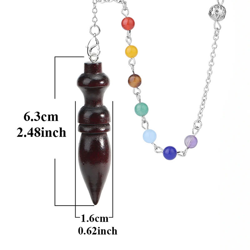 Olivenorma Wooden Drop Healing Pendulum wtih 7 Charka Chain