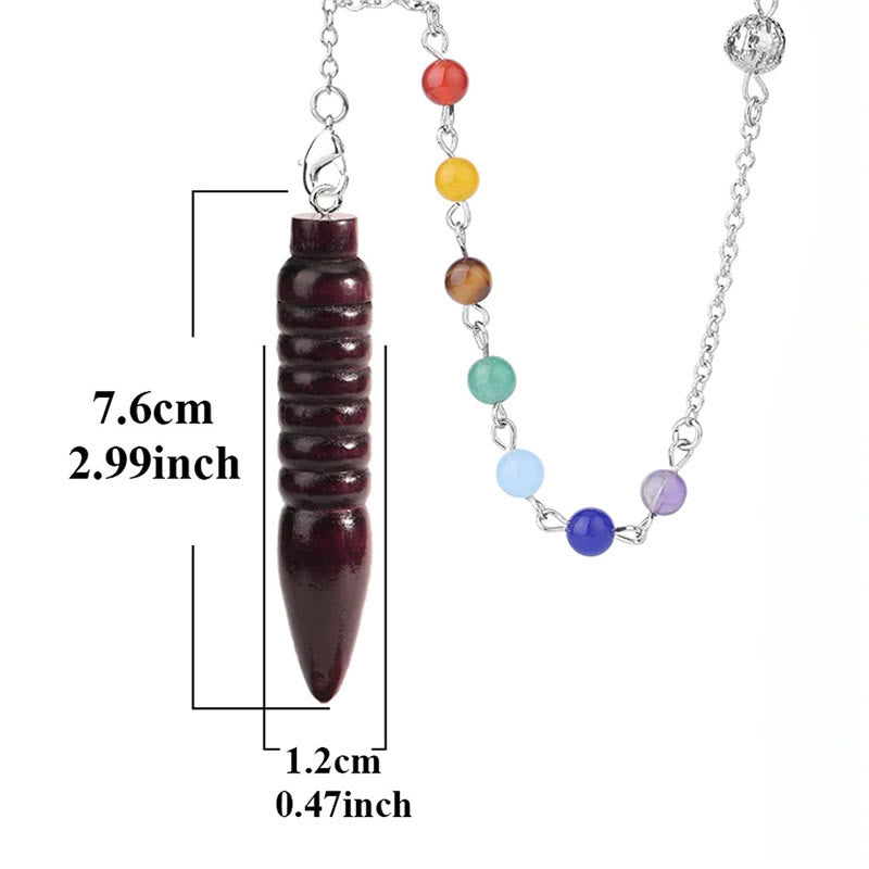 Olivenorma Wooden Drop Healing Pendulum wtih 7 Charka Chain