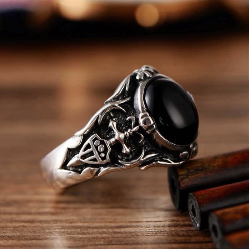 Olivenorma Retro Black Onyx Men Jewelry Ring