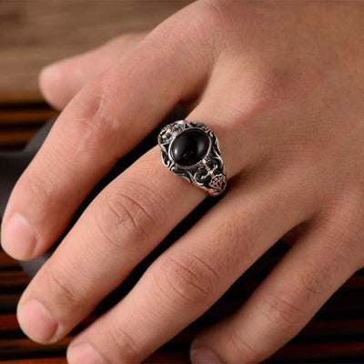 Olivenorma Retro Black Onyx Men Jewelry Ring