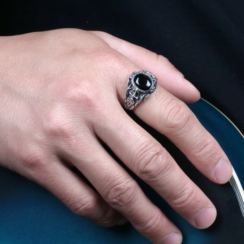 Olivenorma Retro Black Onyx Men Jewelry Ring