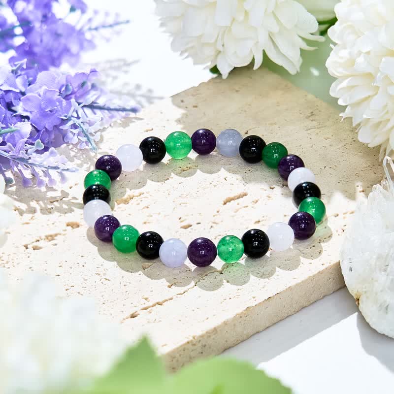 Olivenorma 8mm Multicolor Natural Stone Amethyst Beaded Bracelet