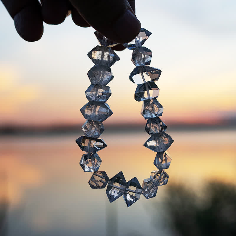 Olivenorma Natural Black Herkimer Quartz Beaded Bracelet