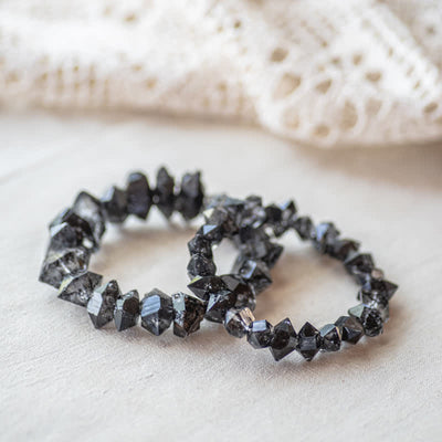 Olivenorma Natural Black Herkimer Quartz Beaded Bracelet