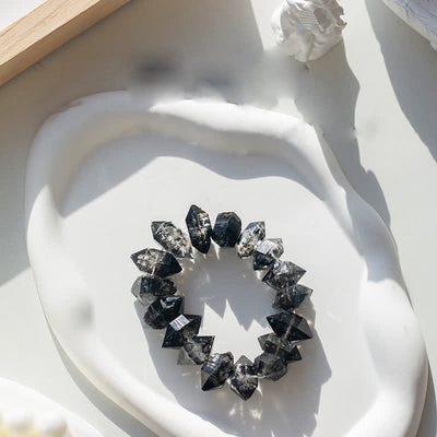 Olivenorma Natural Black Herkimer Quartz Beaded Bracelet