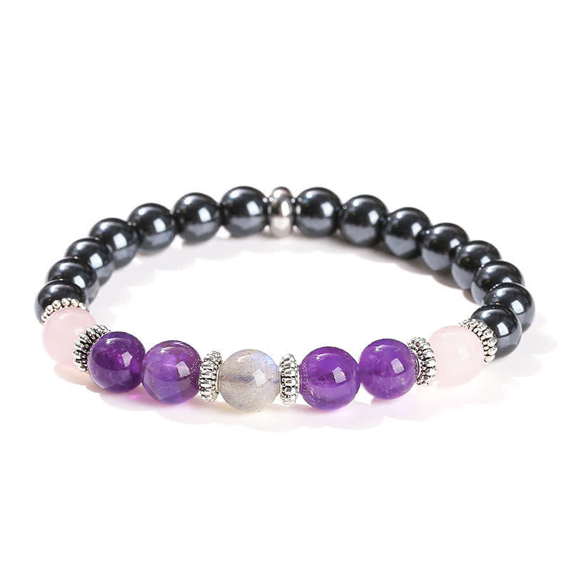 Olivenorma Amethyst Hematite Rose Quartz Labradorite Beaded Bracelet