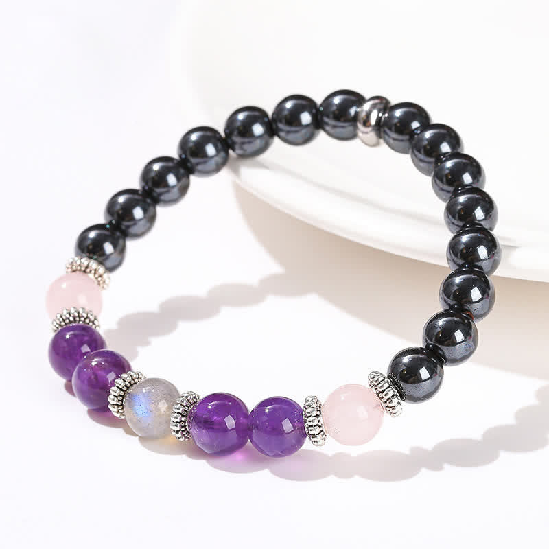 Olivenorma Amethyst Hematite Rose Quartz Labradorite Beaded Bracelet