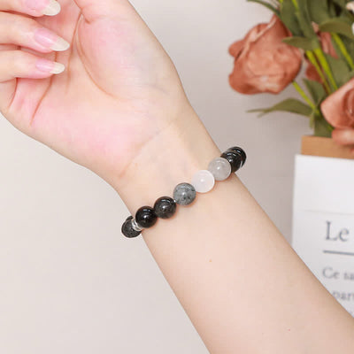 Olivenorma Black Quartz Rutilated Beaded Bracelet