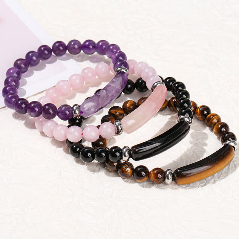 Olivenorma Natural Stone Long Crystal Beaded Bracelet