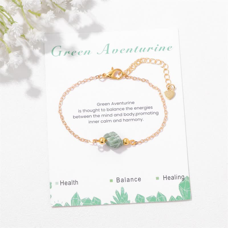 Olivenorma Natural Irregular Rough Stone Pendant Card Bracelet