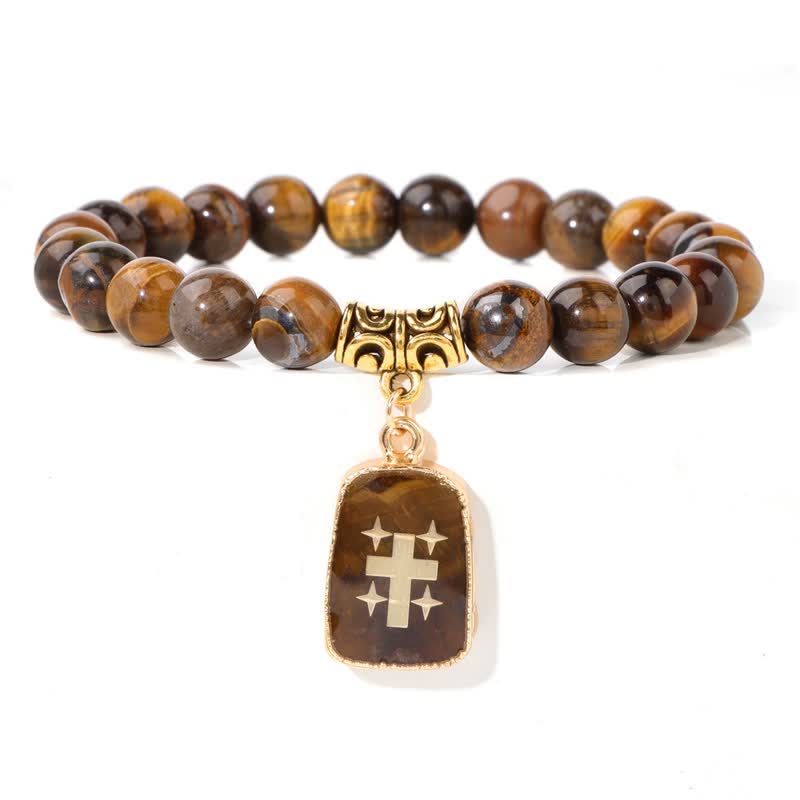 Olivenorma Natural Stone Beads Printed Pendant Bracelet