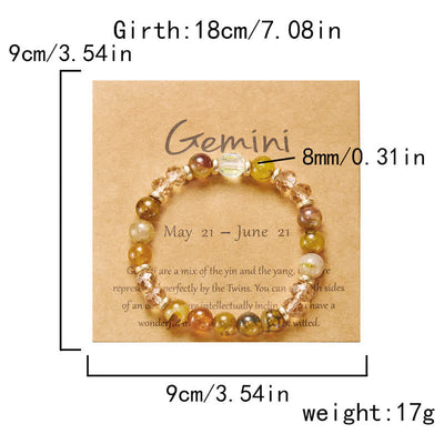 Olivenorma Colorful Natural Stone Crystal Twelve Zodiac Bracelet