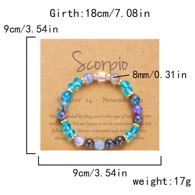 Olivenorma Colorful Natural Stone Crystal Twelve Zodiac Bracelet