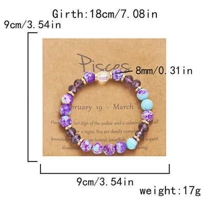 Olivenorma Colorful Natural Stone Crystal Twelve Zodiac Bracelet