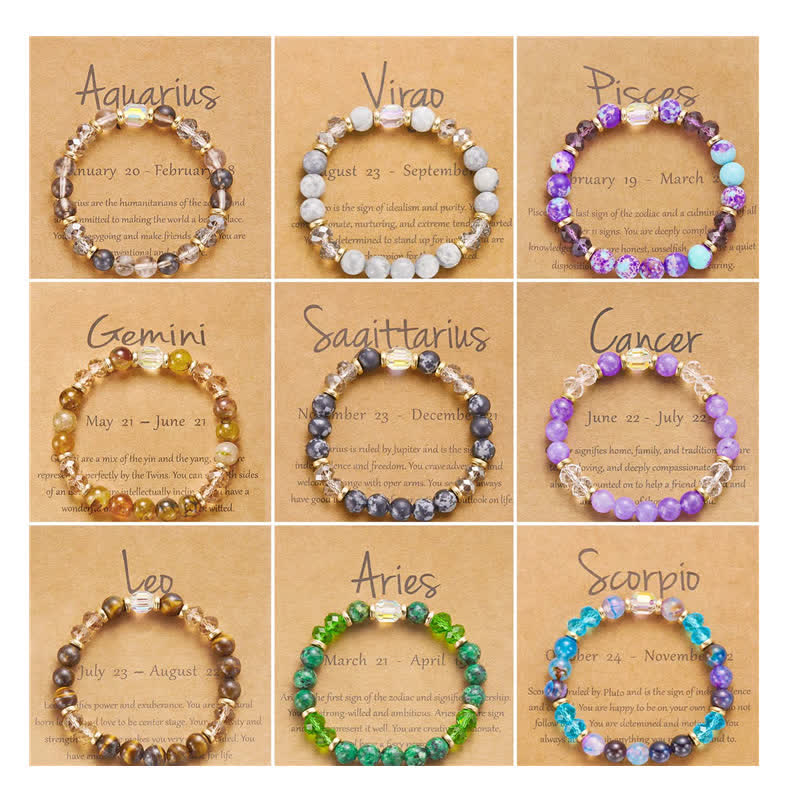 Olivenorma Colorful Natural Stone Crystal Twelve Zodiac Bracelet