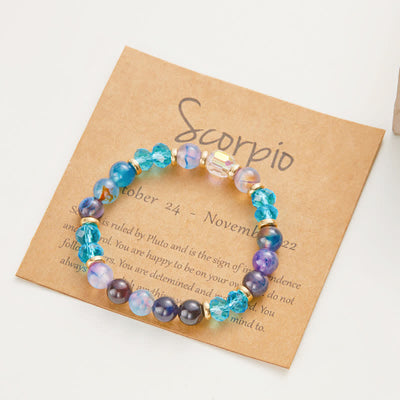 Olivenorma Colorful Natural Stone Crystal Twelve Zodiac Bracelet