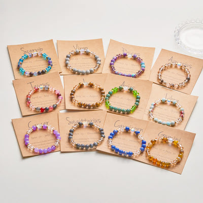 Olivenorma Colorful Natural Stone Crystal Twelve Zodiac Bracelet