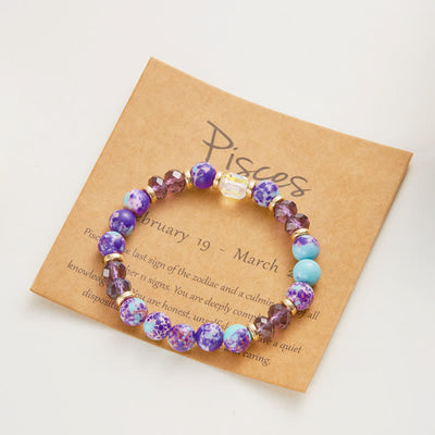 Olivenorma Colorful Natural Stone Crystal Twelve Zodiac Bracelet