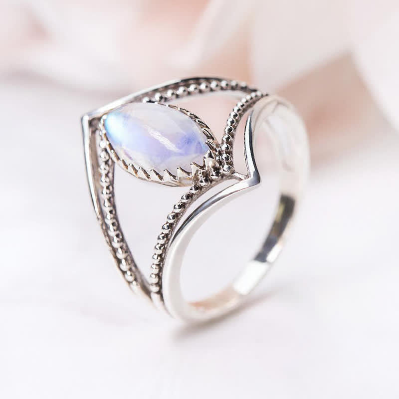 Olivenorma Natural Moonstone Marquise Ring