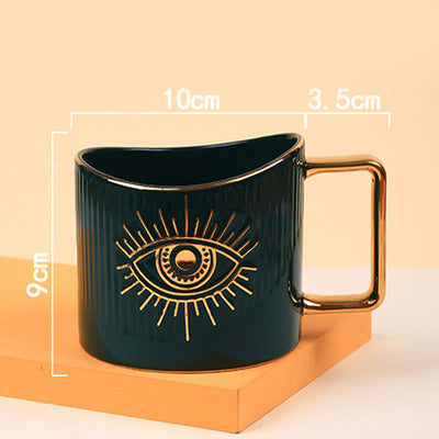 Olivenorma Ceramic Evil Eye Coffee Mug Golden Handle Cup