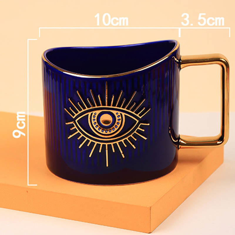 Olivenorma Ceramic Evil Eye Coffee Mug Golden Handle Cup