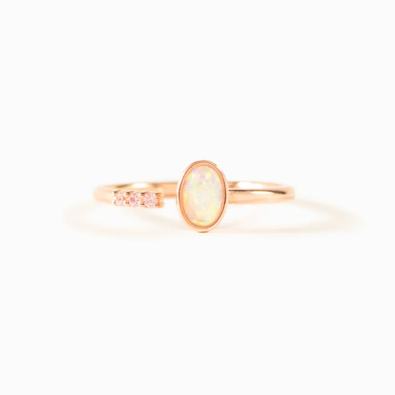 Olivenorma S925 Sterling Silver Simple Opal Adjustable Ring