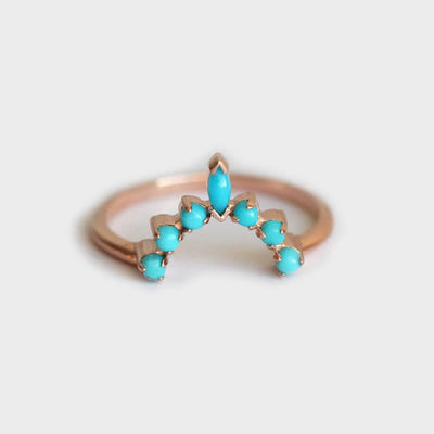 Olivenorma Opalite Turquoise Zircon Ocean Ring Set