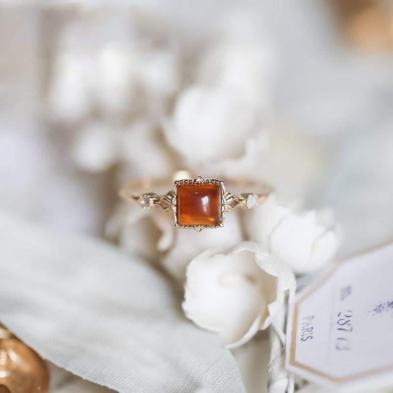 Olivenorma Simple Square Amber Thin Ring