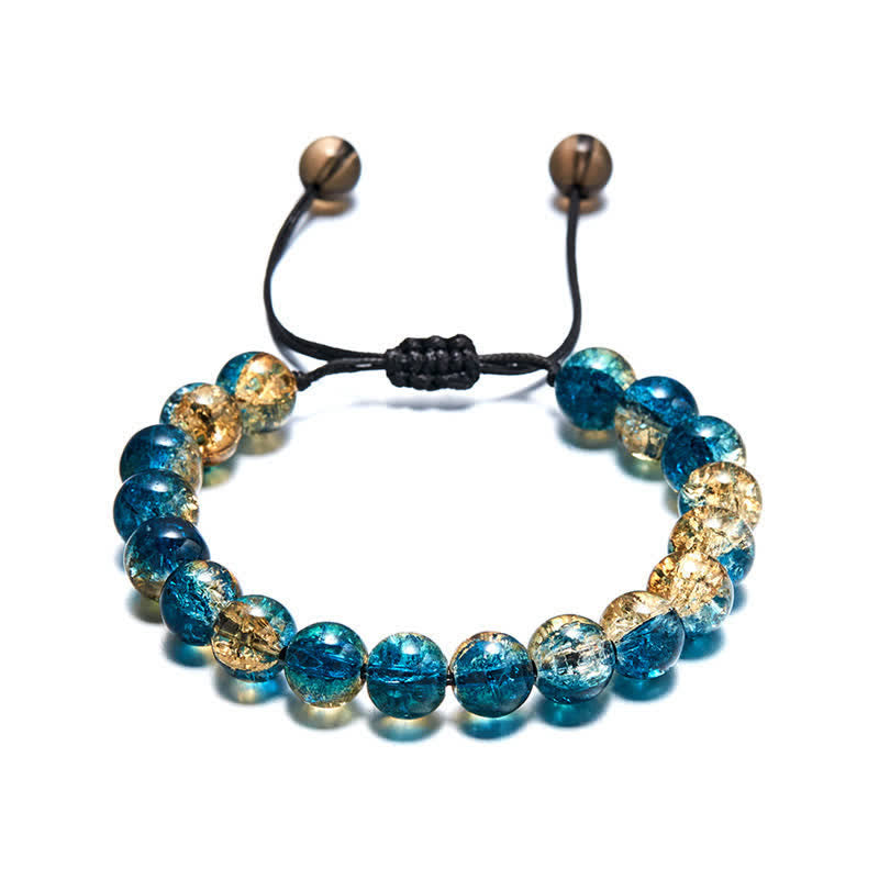 Olivenorma Blue Black Sparkling Glass Beads Beaded Bracelet