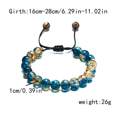 Olivenorma Blue Black Sparkling Glass Beads Beaded Bracelet