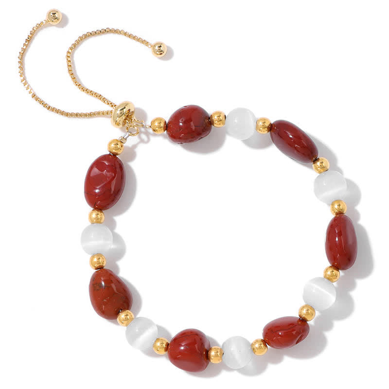 Olivenorma Cat's Eye Stone Natural Irregular Crystal Beaded Bracelet