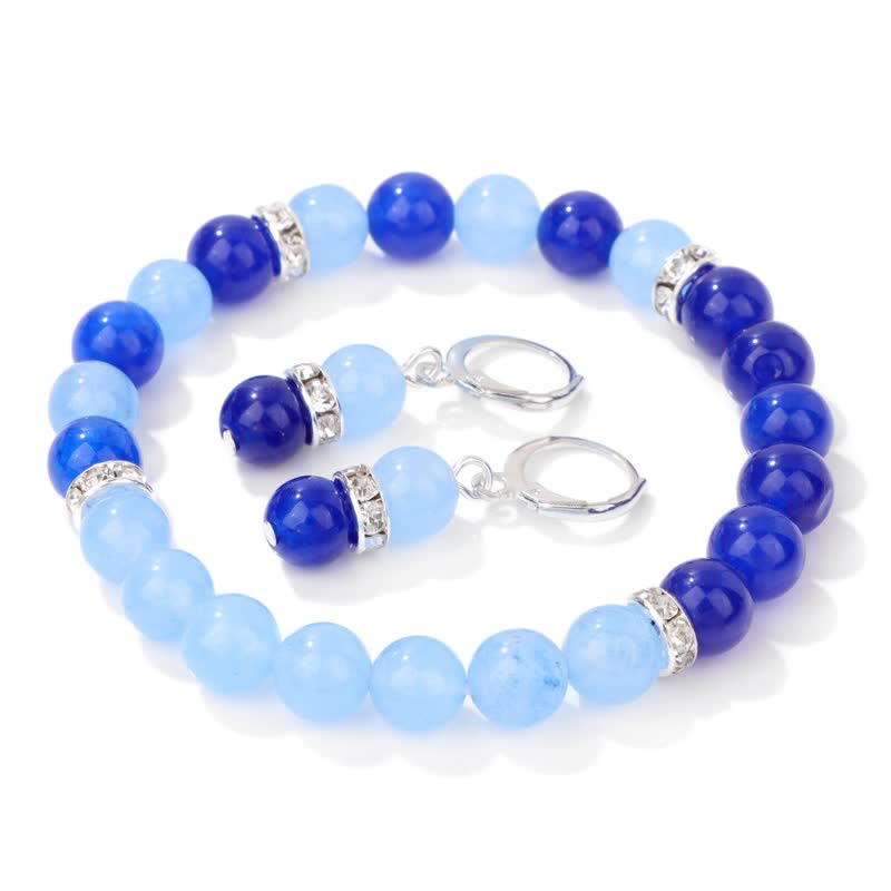 Olivenorma Natural Crystal Beads Beaded Bracelet Earrings