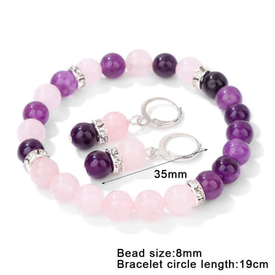 Olivenorma Natural Crystal Beads Beaded Bracelet Earrings