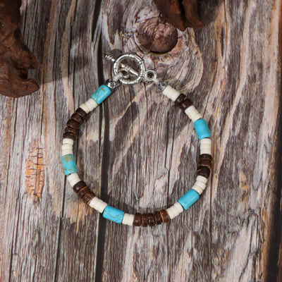 Olivenorma Retro Bohemia Turquoise Beaded Bracelet